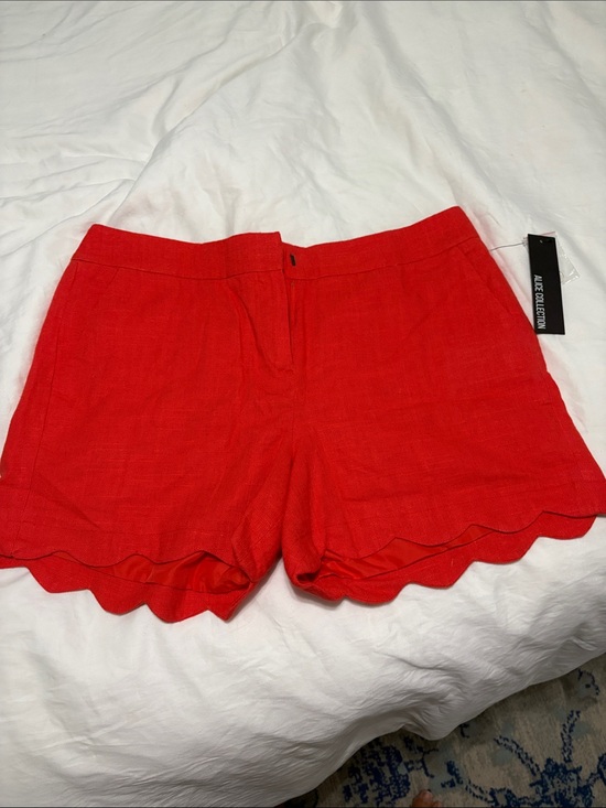 Alice Collection Pants - Alyce Collection Women's High-Waist Scallop Hem Shorts - Red
